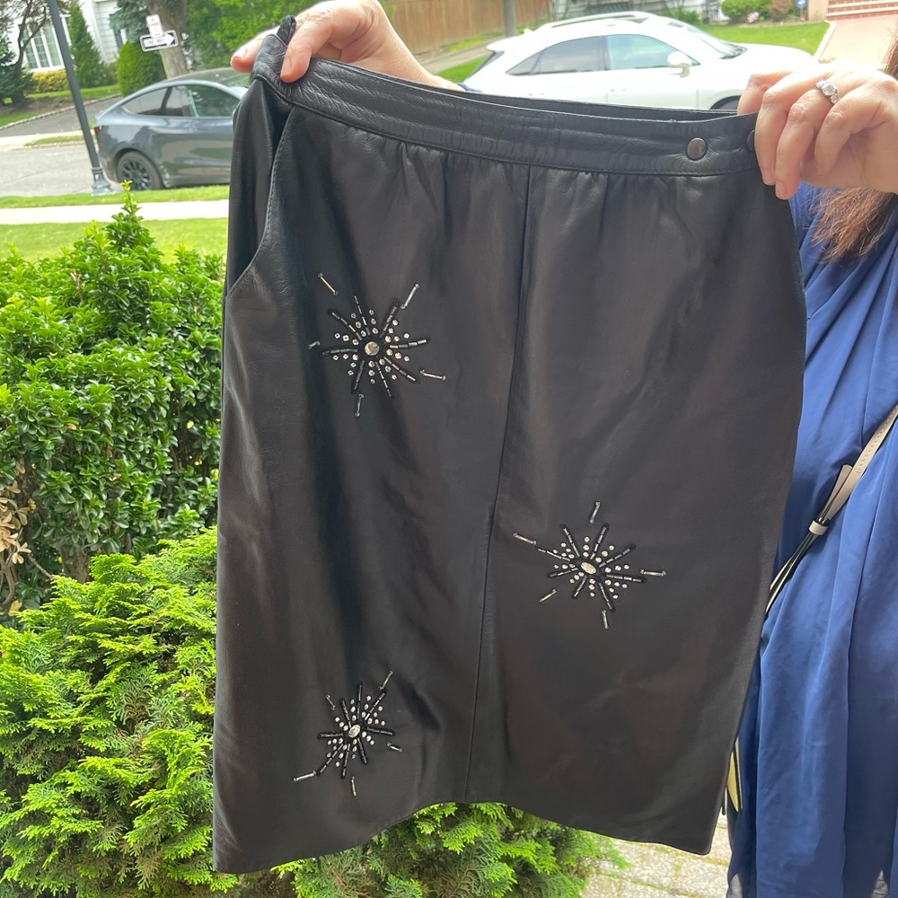 Amoretti Black Leather Skirt